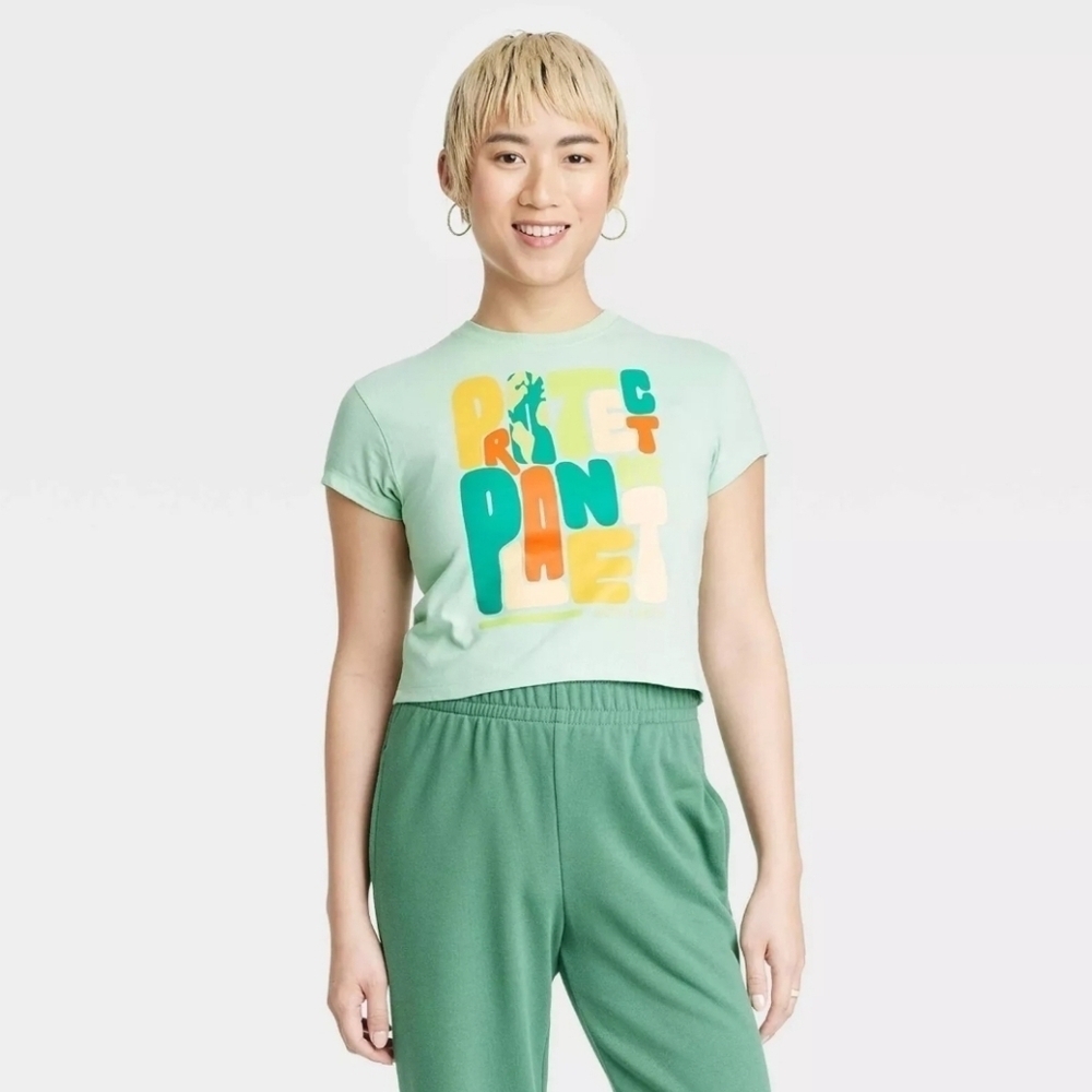 NWT Happy Earth Apparel Protect The Planet T-Shirt Size XL Jade Green